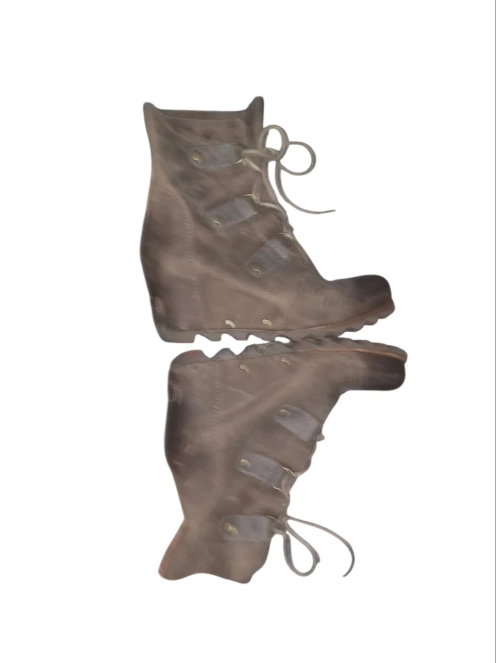 Sorel Joan Of Artic Mid Waterproof Leather Brown LaceUp Wedge Ankle Boots Size 9 - Picture 6 of 8